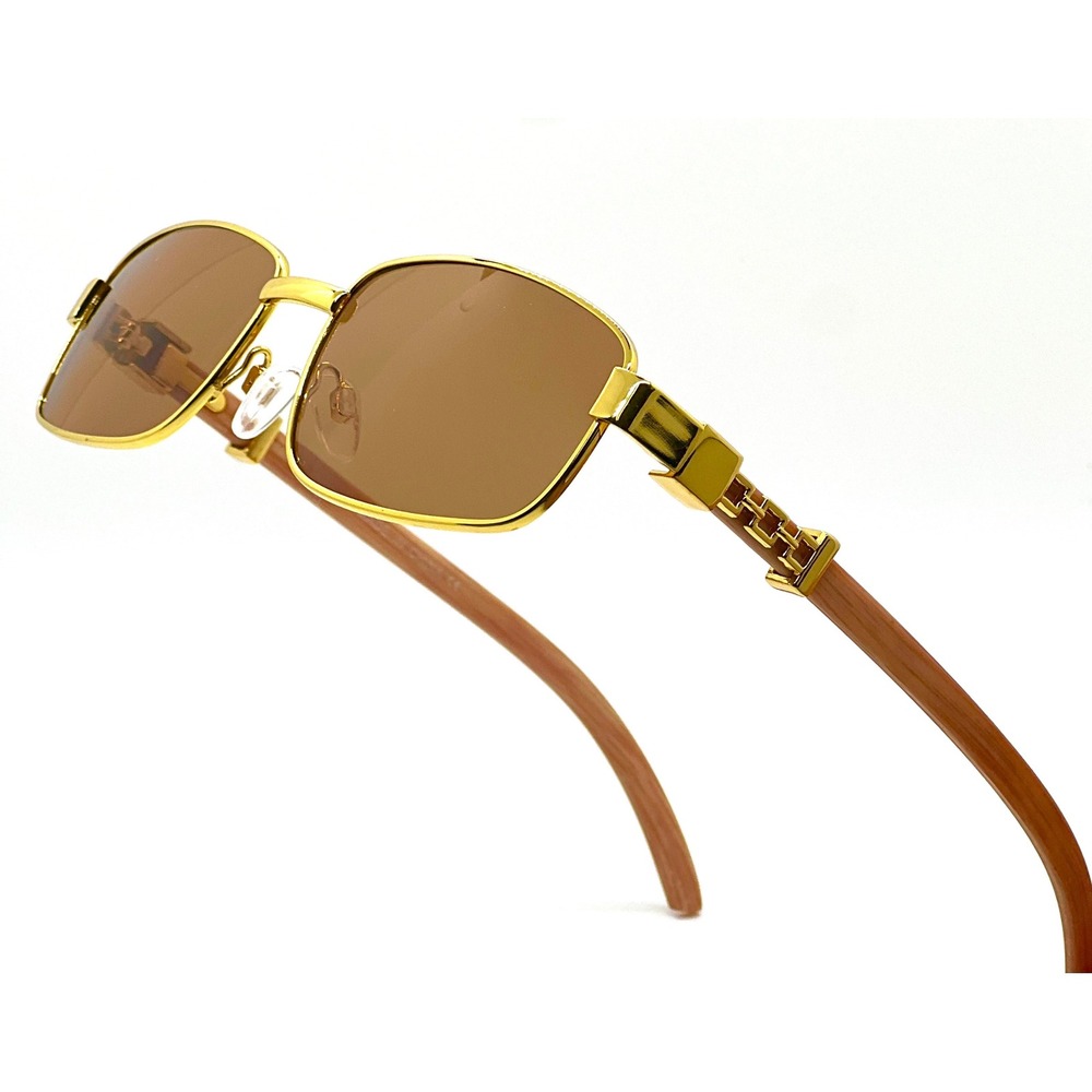Men's Sunglasses Small Rectangular Sophisticated Gold‎ Brown Lens Square Lentes